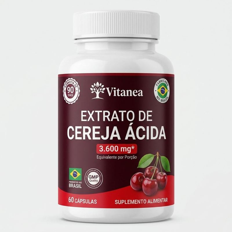 VITANEA Cereja Ácida — frasco de frente, 60 cápsulas, 3.600mg por dose